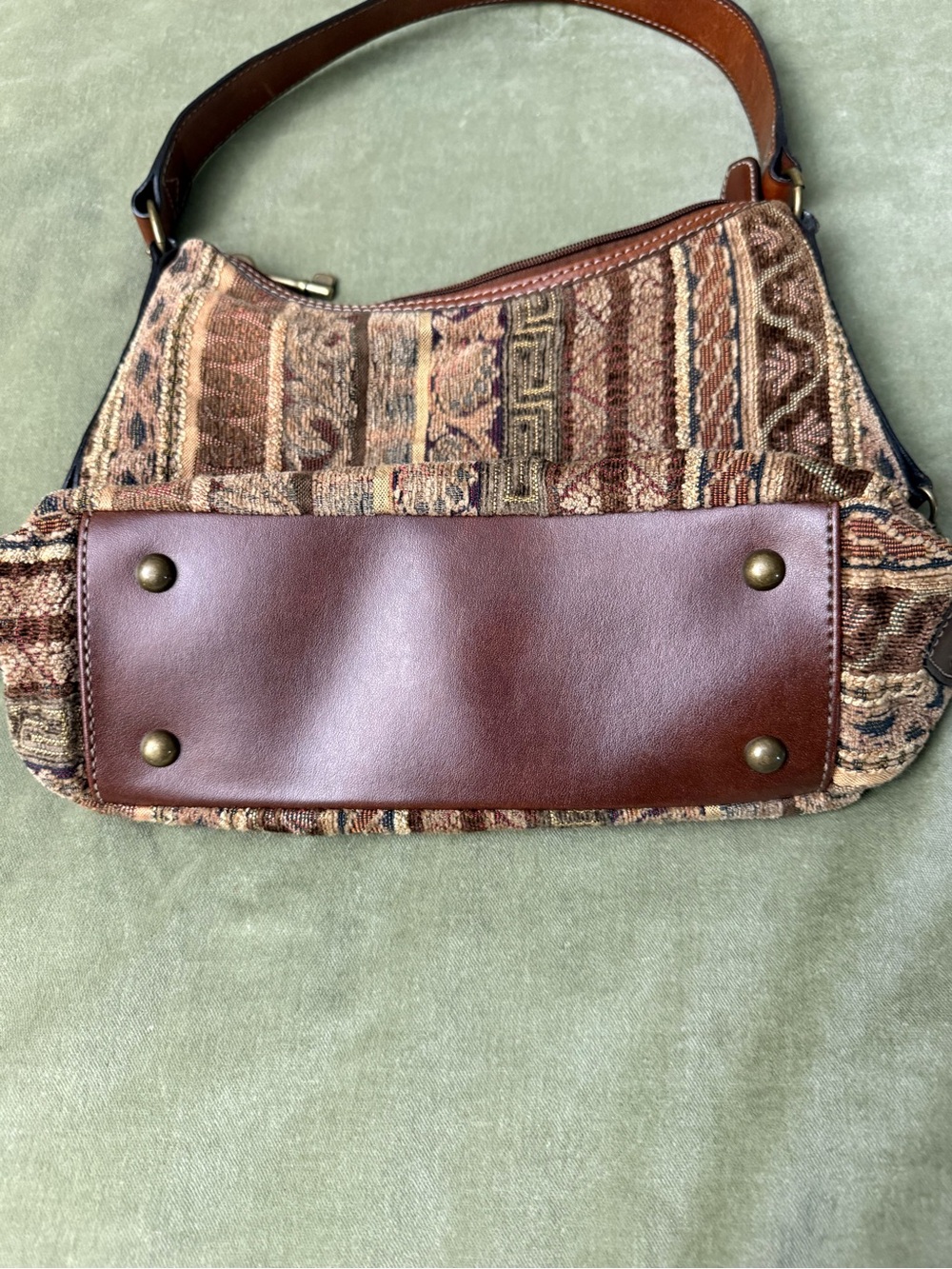 Vintage Tapestry Woven Pattern Hobo Shoulder Geometric Pattern Bag in Browns OSP - Picture 3 of 13